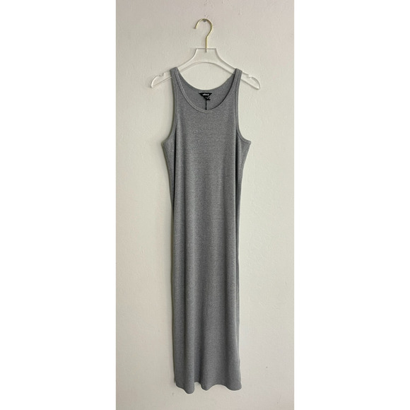 Allbirds S Tank Midi Dress Gray Ribbed Stretch Scoop Merino Wool Hemp Maxi NEW - Picture 2 of 9